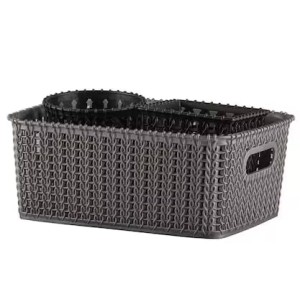 Hitech Home One Marvel No. 20 Black & Silver Plastic Basket (Set of 3) Hitech Home One Marvel No. 20 Black & Silver Plastic Basket (Set of 3)