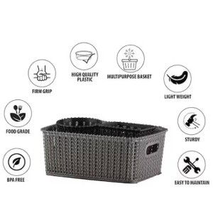 Hitech Home One Marvel No. 20 Black & Silver Plastic Basket (Set of 3) Hitech Home One Marvel No. 20 Black & Silver Plastic Basket (Set of 3)