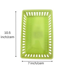 Plastic Rectangular Storage Basket Set of 4 – Multipurpose Organizer Trays for Kitchen, Office & Home Use (Green)