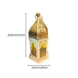 Moroccan Style Gold Lantern with Green Glass – Decorative Metal Candle Holder for Ramadan, Eid, Weddings, Home Decor & Parties – Vintage Hanging Lantern. (Yellow) Moroccan Style Gold Lantern with Green Glass – Decorative Metal Candle Holder for Ramadan, Eid, Weddings, Home Decor & Parties – Vintage Hanging Lantern. (Yellow)