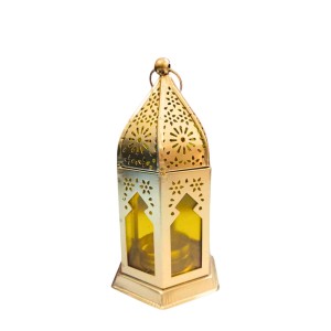 Moroccan Style Gold Lantern with Green Glass – Decorative Metal Candle Holder for Ramadan, Eid, Weddings, Home Decor & Parties – Vintage Hanging Lantern. (Yellow) Moroccan Style Gold Lantern with Green Glass – Decorative Metal Candle Holder for Ramadan, Eid, Weddings, Home Decor & Parties – Vintage Hanging Lantern. (Yellow)