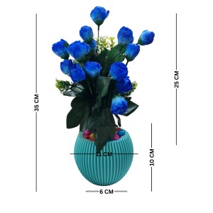 HiTechMart Artificial Blue Rose Bouquet with Decorative Vase – Elegant Faux Flowers for Home & Office Décor HiTechMart Artificial Blue Rose Bouquet with Decorative Vase – Elegant Faux Flowers for Home & Office Décor