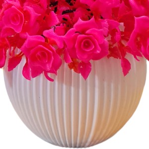 HiTechMart Artificial Rose Flower Arrangement in Vase – Lifelike Hot Pink Faux Roses for Home Décor, Office, Living Room, Table Centerpiece, and Gift – Elegant & Maintenance-Free