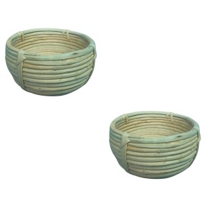 Handwoven Bamboo Basket Bowl – Round Natural Rattan Storage Basket for Kitchen, Tabletop, Fruit, Bread & Home Décor (set of 2) (2) Handwoven Bamboo Basket Bowl – Round Natural Rattan Storage Basket for Kitchen, Tabletop, Fruit, Bread & Home Décor (set of 2) (2)