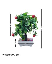 HiTechMart Artificial Bonsai Tree with Red Fruits – Lifelike Decorative Miniature Potted Plant for Home & Office Décor, Faux Greenery with Ceramic Planter