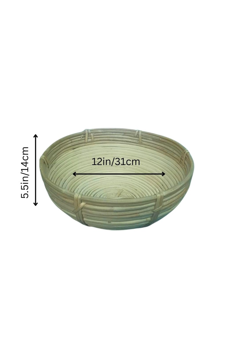 Round Bamboo Basket – Natural Woven Serving & Storage Basket for Fruit, Bread & Home Décor (set of 2)