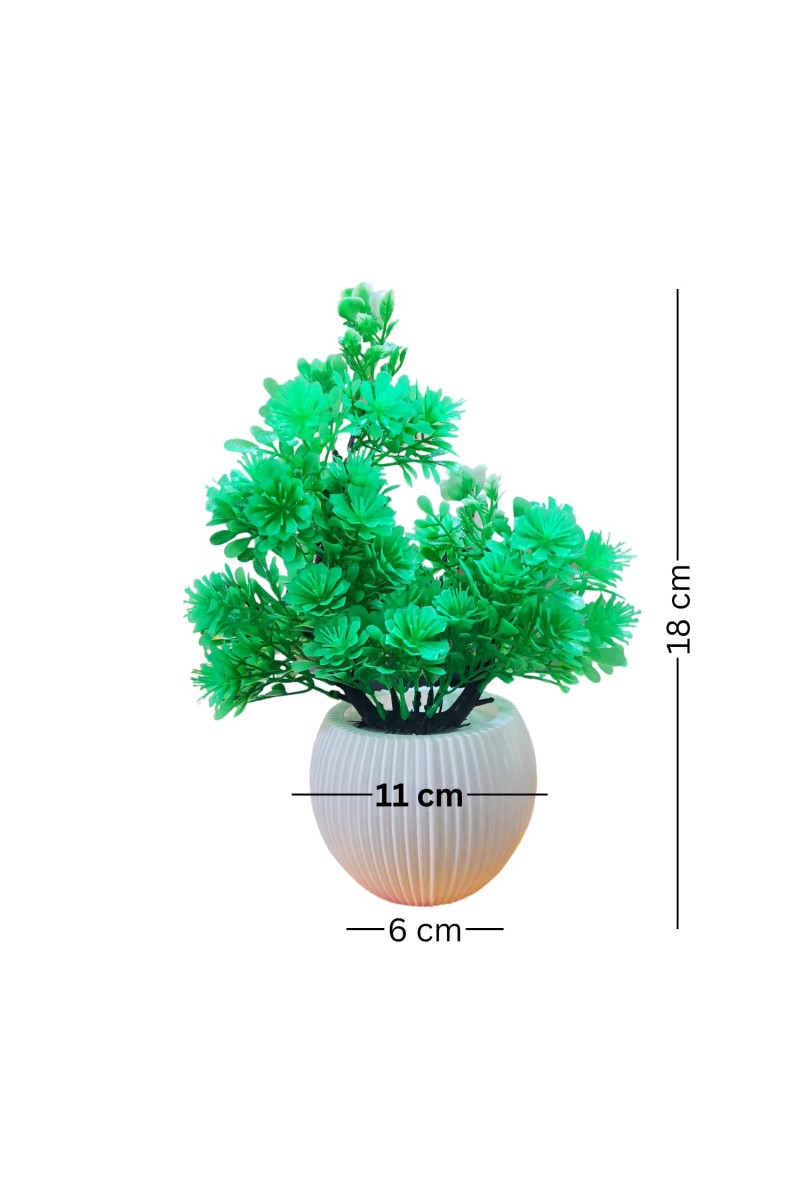HiTechMart Artificial Green Plant with Vase – Realistic Faux Decorative Flower Arrangement for Home, Office, Table, Desk, Shelf & Indoor Décor – Maintenance-Free, Lifelike Indoor Decoration
