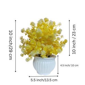 Yellow Artificial Flower Arrangement in White Plastic Pot - Lifelike Faux Flowers for Home & Office Décor Yellow Artificial Flower Arrangement in White Plastic Pot - Lifelike Faux Flowers for Home & Office Décor