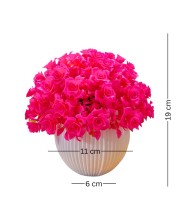 HiTechMart Artificial Rose Flower Arrangement in Vase – Lifelike Hot Pink Faux Roses for Home Décor, Office, Living Room, Table Centerpiece, and Gift – Elegant & Maintenance-Free