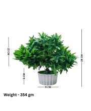 HiTechMart Artificial Green Bonsai Tree – Lifelike Faux Miniature Plant in White Pot for Home & Office Décor, Maintenance-Free Decorative Greenery