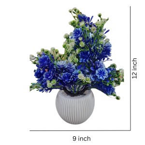 HiTechMart Elegant Blue Artificial Flower Arrangement in Textured White Ceramic Vase – Lifelike Faux Floral Décor for Home, Office, Living Room, and Gifting HiTechMart Elegant Blue Artificial Flower Arrangement in Textured White Ceramic Vase – Lifelike Faux Floral Décor for Home, Office, Living Room, and Gifting