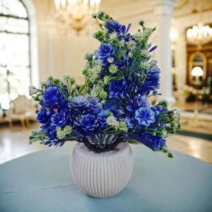 HiTechMart Elegant Blue Artificial Flower Arrangement in Textured White Ceramic Vase – Lifelike Faux Floral Décor for Home, Office, Living Room, and Gifting HiTechMart Elegant Blue Artificial Flower Arrangement in Textured White Ceramic Vase – Lifelike Faux Floral Décor for Home, Office, Living Room, and Gifting