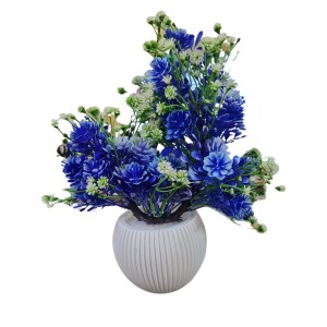 HiTechMart Elegant Blue Artificial Flower Arrangement in Textured White Ceramic Vase – Lifelike Faux Floral Décor for Home, Office, Living Room, and Gifting HiTechMart Elegant Blue Artificial Flower Arrangement in Textured White Ceramic Vase – Lifelike Faux Floral Décor for Home, Office, Living Room, and Gifting