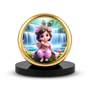 Car Desk/Table Top Little Krishna Metal Golden Photo Stand 2x2 Inches, Compact & Stylish Spiritual Display for Car, Home & Office (Pack of 1) (F18633) Car Desk/Table Top Little Krishna Metal Golden Photo Stand 2x2 Inches, Compact & Stylish Spiritual Display for Car, Home & Office (Pack of 1) (F18633)