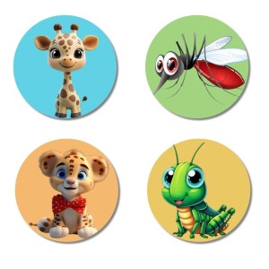 Giraffe, Mosquito, Leopard, and Grasshopper. Fridge Magnets 4 Piece Set | 3 Inch Round Wall Fridge Decor (F22861) Giraffe, Mosquito, Leopard, and Grasshopper. Fridge Magnets 4 Piece Set | 3 Inch Round Wall Fridge Decor (F22861)