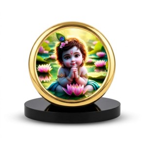 Car Desk/Table Top Little Krishna Metal Golden Photo Stand 2x2 Inches, Compact & Stylish Spiritual Display for Car, Home & Office (Pack of 1) (F18464) Car Desk/Table Top Little Krishna Metal Golden Photo Stand 2x2 Inches, Compact & Stylish Spiritual Display for Car, Home & Office (Pack of 1) (F18464)