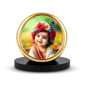 Car Desk/Table Top Little Krishna Metal Golden Photo Stand 2x2 Inches, Compact & Stylish Spiritual Display for Car, Home & Office (Pack of 1) (F18579) Car Desk/Table Top Little Krishna Metal Golden Photo Stand 2x2 Inches, Compact & Stylish Spiritual Display for Car, Home & Office (Pack of 1) (F18579)