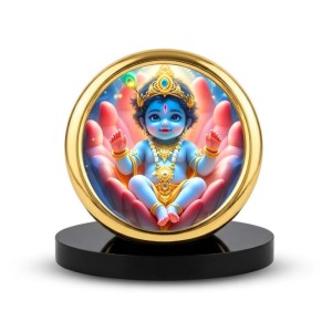 Car Desk/Table Top Little Krishna Metal Golden Photo Stand 2x2 Inches, Compact & Stylish Spiritual Display for Car, Home & Office (Pack of 1) (F18638) Car Desk/Table Top Little Krishna Metal Golden Photo Stand 2x2 Inches, Compact & Stylish Spiritual Display for Car, Home & Office (Pack of 1) (F18638)