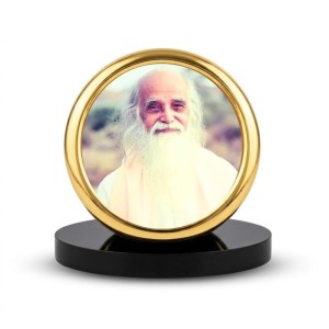 Car Desk/Table Top Vethathiri Maharishi Metal Golden Photo Stand 2x2 Inches, Compact & Stylish Spiritual Display for Car, Home & Office (Pack of 1) (F18556)