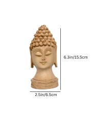 Wooden Lord Buddha Idol Showpiece â€“ Handcrafted Buddha Head Statue for Home DÃ©cor, Meditation & Spiritual Gifts (Natural Wood Finish)