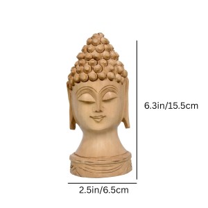 Wooden Lord Buddha Idol Showpiece â€“ Handcrafted Buddha Head Statue for Home DÃ©cor, Meditation & Spiritual Gifts (Natural Wood Finish)