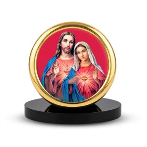 Car Desk/Table Top Lord Jesus and Merry Metal Golden Photo Stand 2x2 Inches, Compact & Stylish Spiritual Display for Car, Home & Office (Pack of 1) (F18659) Car Desk/Table Top Lord Jesus and Merry Metal Golden Photo Stand 2x2 Inches, Compact & Stylish Spiritual Display for Car, Home & Office (Pack of 1) (F18659)