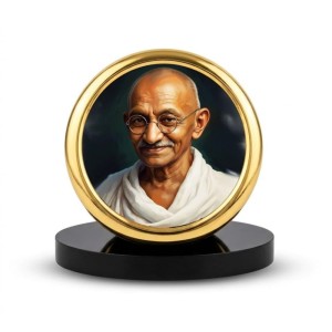 Car Desk/Table Top Mahathma Gandhiji Metal Golden Photo Stand 2x2 Inches, Compact & Stylish Spiritual Display for Car, Home & Office (Pack of 1) (F20708) Car Desk/Table Top Mahathma Gandhiji Metal Golden Photo Stand 2x2 Inches, Compact & Stylish Spiritual Display for Car, Home & Office (Pack of 1) (F20708)