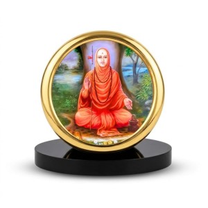 Car Desk/Table Top Shri Narasimha Saraswati Swami Metal Golden Photo Stand 2x2 Inches, Compact & Stylish Spiritual Display for Car, Home & Office (Pack of 1) (F18926)