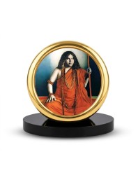 Car Desk/Table Top Acharya Srimat Swami Pranabanandaji Maharaj Metal Golden Photo Stand 2x2 Inches, Compact & Stylish Spiritual Display for Car, Home & Office (Pack of 1) (F18522)