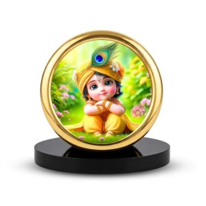 Car Desk/Table Top Little Krishna Metal Golden Photo Stand 2x2 Inches, Compact & Stylish Spiritual Display for Car, Home & Office (Pack of 1) (F18631) Car Desk/Table Top Little Krishna Metal Golden Photo Stand 2x2 Inches, Compact & Stylish Spiritual Display for Car, Home & Office (Pack of 1) (F18631)