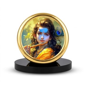 Car Desk/Table Top Lord Krishna Metal Golden Photo Stand 2x2 Inches, Compact & Stylish Spiritual Display for Car, Home & Office (Pack of 1) (F18473) Car Desk/Table Top Lord Krishna Metal Golden Photo Stand 2x2 Inches, Compact & Stylish Spiritual Display for Car, Home & Office (Pack of 1) (F18473)