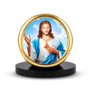 Car Desk/Table Top Lord Jesus Metal Golden Photo Stand 2x2 Inches, Compact & Stylish Spiritual Display for Car, Home & Office (Pack of 1) (F18789) Car Desk/Table Top Lord Jesus Metal Golden Photo Stand 2x2 Inches, Compact & Stylish Spiritual Display for Car, Home & Office (Pack of 1) (F18789)