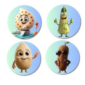 Pomegranate, Bitter Gourd, Cashew, Sapota Fridge Magnets 4 Piece Set | 3 Inch Round Wall Fridge Decor (F23319) Pomegranate, Bitter Gourd, Cashew, Sapota Fridge Magnets 4 Piece Set | 3 Inch Round Wall Fridge Decor (F23319)