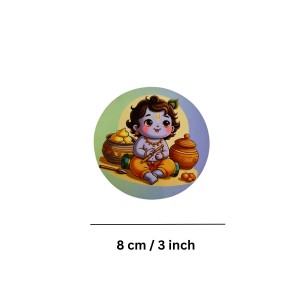 Wooden Krishna Fridge Magnets Set of 4 | Cute Baby Krishna Decorative Refrigerator Magnets | Spiritual & Cartoon Art Wooden Magnets for Home & Kitchen Decor