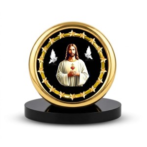 Car Desk/Table Top Lord Jesus Metal Golden Photo Stand 2x2 Inches, Compact & Stylish Spiritual Display for Car, Home & Office (Pack of 1) (F18663) Car Desk/Table Top Lord Jesus Metal Golden Photo Stand 2x2 Inches, Compact & Stylish Spiritual Display for Car, Home & Office (Pack of 1) (F18663)
