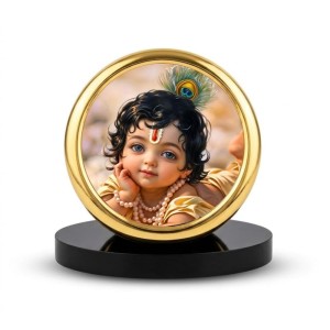 Car Desk/Table Top Little Krishna Metal Golden Photo Stand 2x2 Inches, Compact & Stylish Spiritual Display for Car, Home & Office (Pack of 1) (F18469) Car Desk/Table Top Little Krishna Metal Golden Photo Stand 2x2 Inches, Compact & Stylish Spiritual Display for Car, Home & Office (Pack of 1) (F18469)