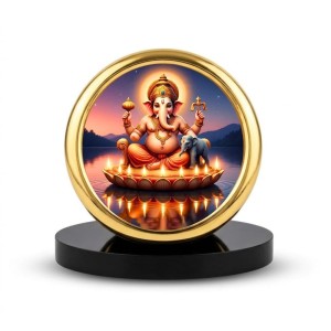 Car Desk/Table Top Lord Ganesha Metal Golden Photo Stand 2x2 Inches, Compact & Stylish Spiritual Display for Car, Home & Office (Pack of 1) (F18892) Car Desk/Table Top Lord Ganesha Metal Golden Photo Stand 2x2 Inches, Compact & Stylish Spiritual Display for Car, Home & Office (Pack of 1) (F18892)