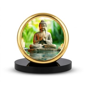 Car Desk/Table Top Buddha Metal Golden Photo Stand 2x2 Inches, Compact & Stylish Spiritual Display for Car, Home & Office (Pack of 1) (F18598) Car Desk/Table Top Buddha Metal Golden Photo Stand 2x2 Inches, Compact & Stylish Spiritual Display for Car, Home & Office (Pack of 1) (F18598)