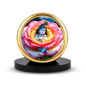 Car Desk/Table Top Little Krishna Metal Golden Photo Stand 2x2 Inches, Compact & Stylish Spiritual Display for Car, Home & Office (Pack of 1) (F18837) Car Desk/Table Top Little Krishna Metal Golden Photo Stand 2x2 Inches, Compact & Stylish Spiritual Display for Car, Home & Office (Pack of 1) (F18837)