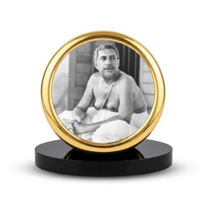 Car Desk/Table Top Sri Sri Thakur Anukul Chandra Metal Golden Photo Stand 2x2 Inches, Compact & Stylish Spiritual Display for Car, Home & Office (Pack of 1) (F18477)