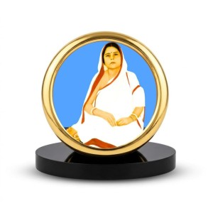 Car Desk/Table Top SHRI SHRI ANUKUL Chandra BORAMAA Metal Golden Photo Stand 2x2 Inches, Compact & Stylish Spiritual Display for Car, Home & Office (Pack of 1) (F18535)