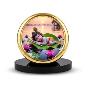 Car Desk/Table Top Little Krishna Metal Golden Photo Stand 2x2 Inches, Compact & Stylish Spiritual Display for Car, Home & Office (Pack of 1) (F18899) Car Desk/Table Top Little Krishna Metal Golden Photo Stand 2x2 Inches, Compact & Stylish Spiritual Display for Car, Home & Office (Pack of 1) (F18899)