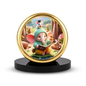 Car Desk/Table Top Little Ganesha Metal Golden Photo Stand 2x2 Inches, Compact & Stylish Spiritual Display for Car, Home & Office (Pack of 1) (F18859) Car Desk/Table Top Little Ganesha Metal Golden Photo Stand 2x2 Inches, Compact & Stylish Spiritual Display for Car, Home & Office (Pack of 1) (F18859)