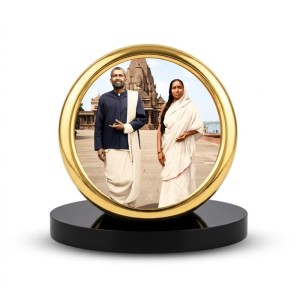 Car Desk/Table Top Ramakrishna Paramahamsa and Sarada Maa Metal Golden Photo Stand 2x2 Inches, Compact & Stylish Spiritual Display for Car, Home & Office (Pack of 1) (F18688) Car Desk/Table Top Ramakrishna Paramahamsa and Sarada Maa Metal Golden Photo Stand 2x2 Inches, Compact & Stylish Spiritual Display for Car, Home & Office (Pack of 1) (F18688)