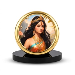Car Desk/Table Top Radha Metal Golden Photo Stand 2x2 Inches, Compact & Stylish Spiritual Display for Car, Home & Office (Pack of 1) (F18821) Car Desk/Table Top Radha Metal Golden Photo Stand 2x2 Inches, Compact & Stylish Spiritual Display for Car, Home & Office (Pack of 1) (F18821)