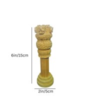 Handcrafted Ashoka Pillar Showpiece â€“ Wooden Finish Ashoka Stambh Statue for Home Decor, Office Desk, Tabletop & Gifting