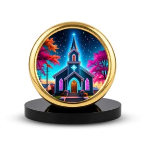 Car Desk/Table Top Beautiful Church Metal Golden Photo Stand 2x2 Inches, Compact & Stylish Spiritual Display for Car, Home & Office (Pack of 1) (F18725) Car Desk/Table Top Beautiful Church Metal Golden Photo Stand 2x2 Inches, Compact & Stylish Spiritual Display for Car, Home & Office (Pack of 1) (F18725)