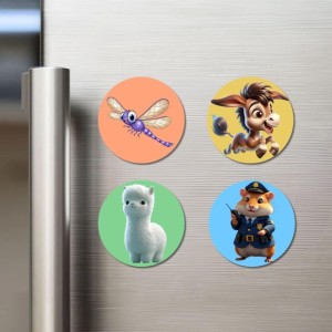 Dragonfly, Donkey, Alpaca, and Hamster. Fridge Magnets 4 Piece Set | 3 Inch Round Wall Fridge Decor (F23046) Dragonfly, Donkey, Alpaca, and Hamster. Fridge Magnets 4 Piece Set | 3 Inch Round Wall Fridge Decor (F23046)