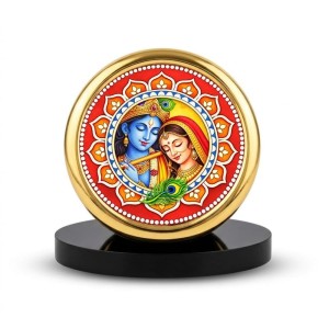 Car Desk/Table Top Lord Radha Krishna Metal Golden Photo Stand 2x2 Inches, Compact & Stylish Spiritual Display for Car, Home & Office (Pack of 1) (F18523) Car Desk/Table Top Lord Radha Krishna Metal Golden Photo Stand 2x2 Inches, Compact & Stylish Spiritual Display for Car, Home & Office (Pack of 1) (F18523)