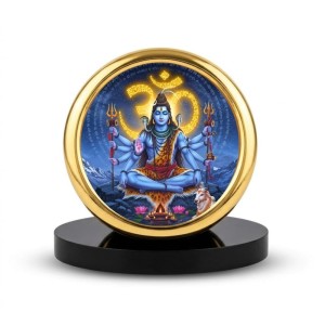 Car Desk/Table Top Lord Shiva Metal Golden Photo Stand 2x2 Inches, Compact & Stylish Spiritual Display for Car, Home & Office (Pack of 1) (F18666)